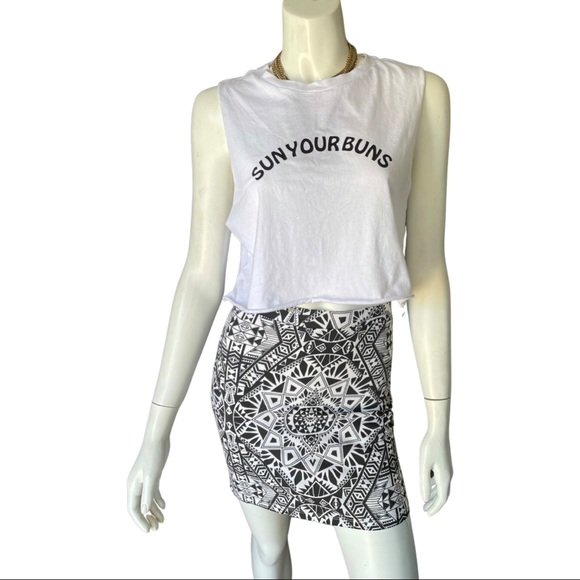 Billabong Black & White Boho Aztec Mini Skirt, S - Picture 3 of 10